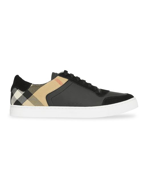 Burberry Reeth Low-Top Check Detail Leather Sneakers 45 12