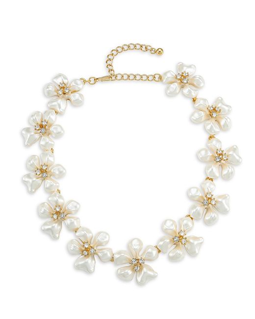 Kenneth Jay Lane Crystal Faux-Pearl Flower Necklace