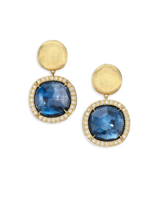 Marco Bicego Jaipur Blue Topaz 18K Yellow Post Earrings