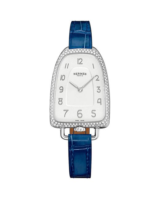 Hermès Galop 26MM Diamond Alligator Strap Watch