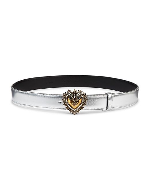 Dolce & Gabbana Devotion Heart Buckle Metallic Belt 95 Medium