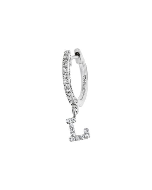 Meira T 14K Diamond Intial Single Huggie Hoop Earring