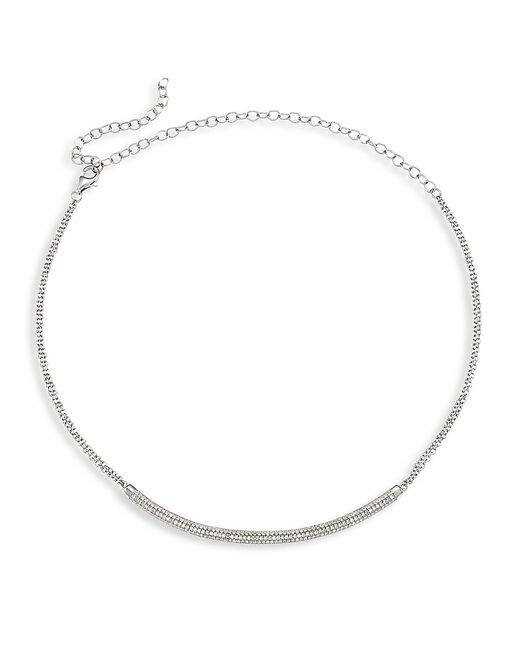 Nina Gilin Black Rhodium-Plated Diamond Curved Bar Choker Necklace