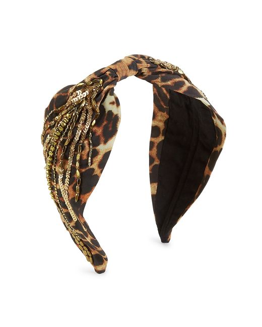 Namjosh Embellished Leopard-Print Knotted Headband