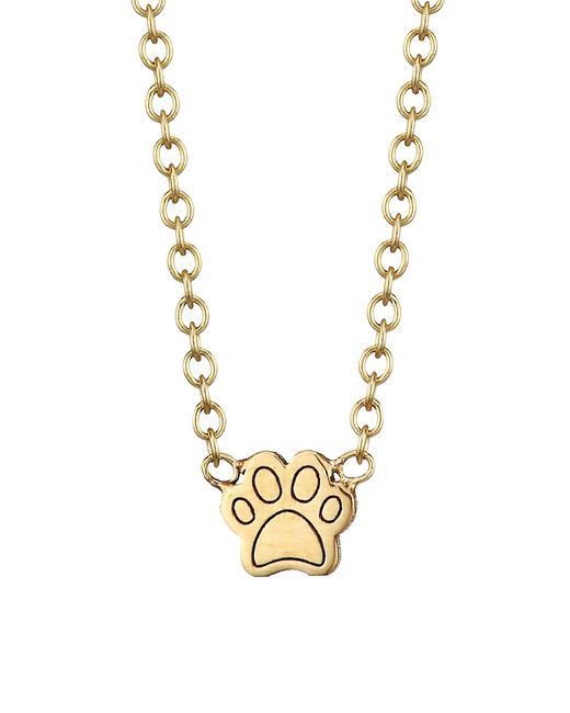Zoe Chicco Itty Bitty Symbols 14K Yellow Centered Dog Paw Pendant Necklace