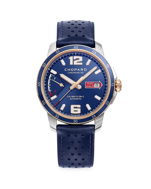 Chopard Classic Racing Mille Miglia GTS Azzurro Power Control 18K Stainless Steel Leather Strap Watch