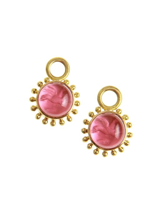 Elizabeth Locke Venetian Glass Intaglio Pink Cabochon Tiny Griffin Earring Pendants