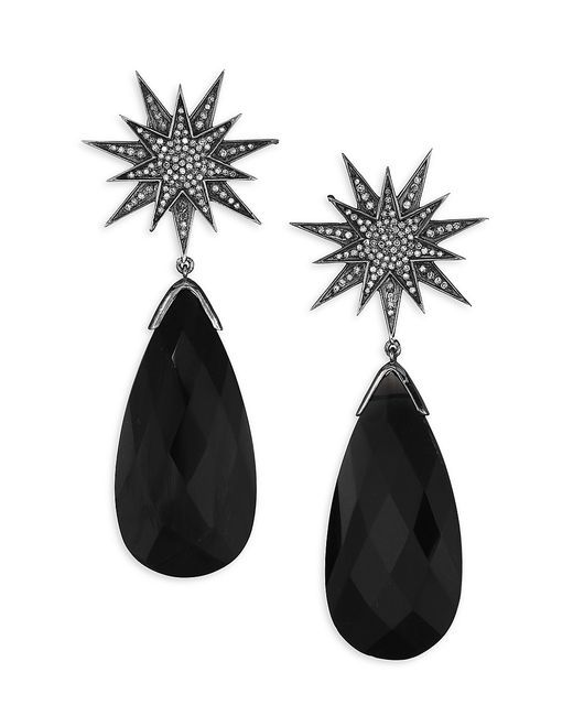 Nina Gilin Diamonds Black Onyx Sterling Earrings