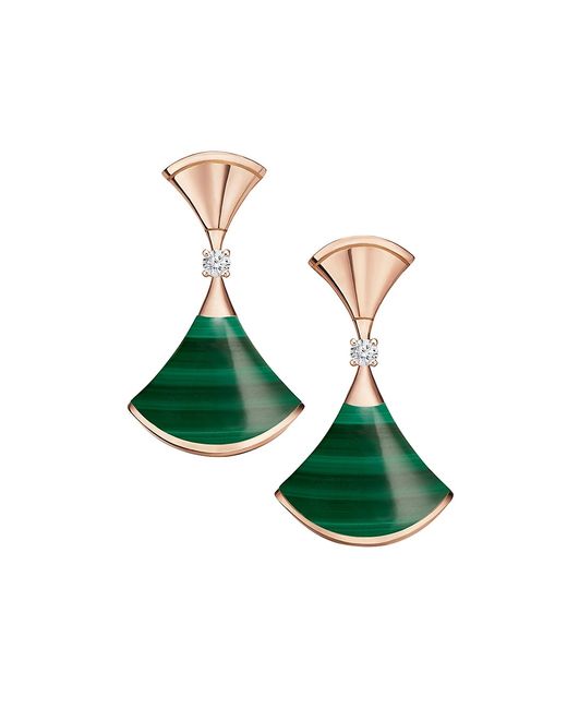 Bvlgari Divas Dream 18K Malachite Diamond Earrings