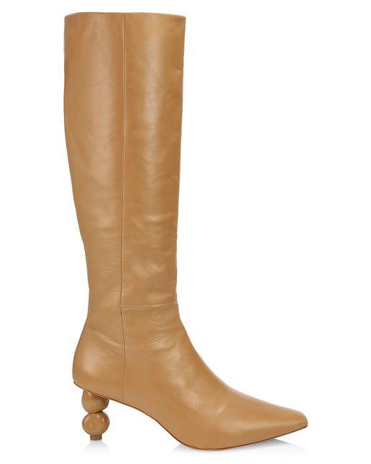 Cult Gaia Lola Bauble-Heel Tall Leather Boots 38 8