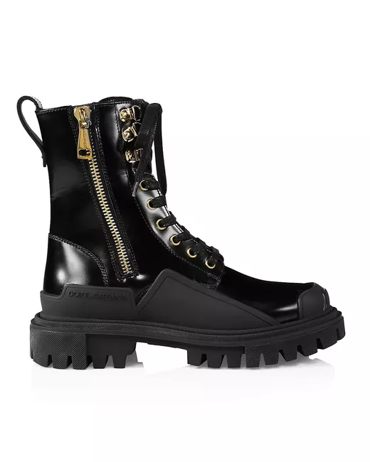 Dolce & Gabbana Lug-Sole Leather Combat Boots 40.5 10.5