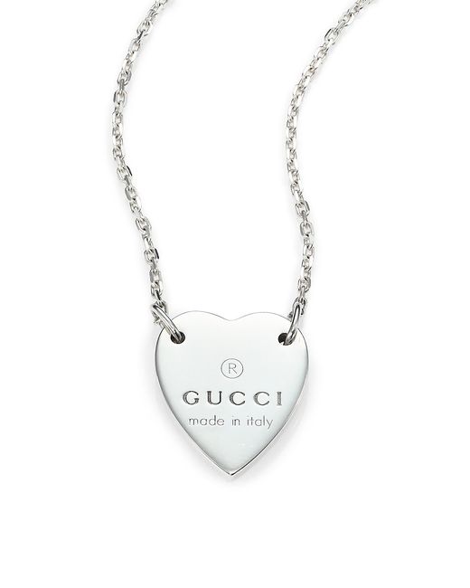 Gucci Sterling Signature Heart Pendant Necklace