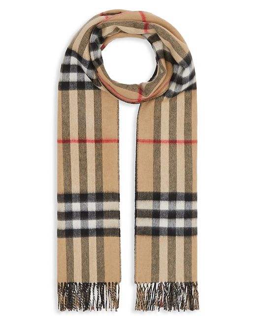 Burberry Reversible Giant Check To Solid Cashmere Scarf