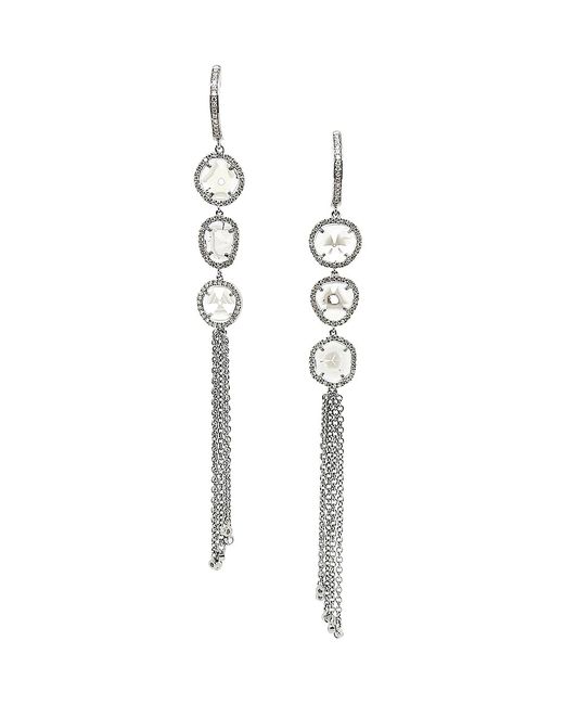 Nina Gilin Rhodium-Plated Chain Drop Earrings