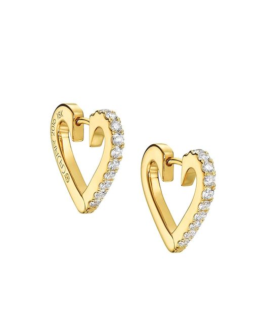Cadar Endless 18K Yellow Diamond Heart Hoop Earrings