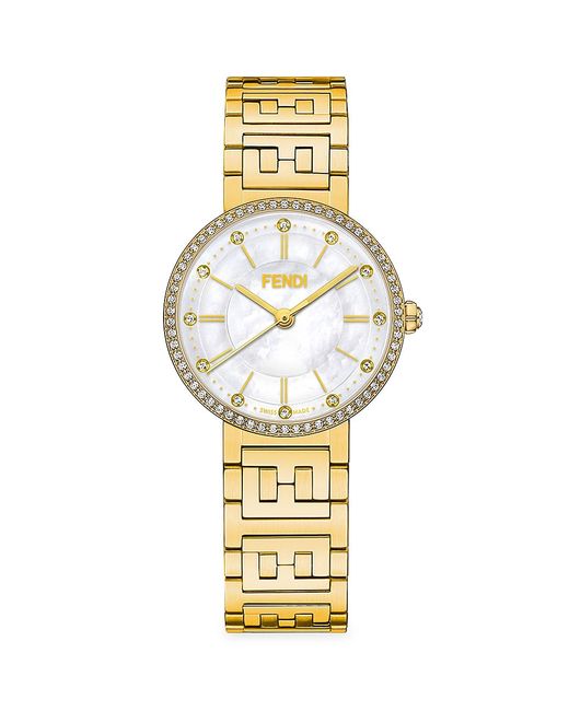 Fendi Timepieces Forever Fendi Goldtone Stainless Steel Mother-Of-Pearl Diamond Bracelet Watch