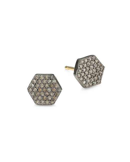 Nina Gilin 14K Black Rhodium Silver Diamond Stud Earrings