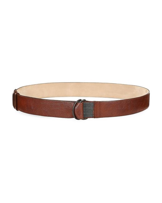 Brunello Cucinelli Shiny Monili Leather D-Ring Belt