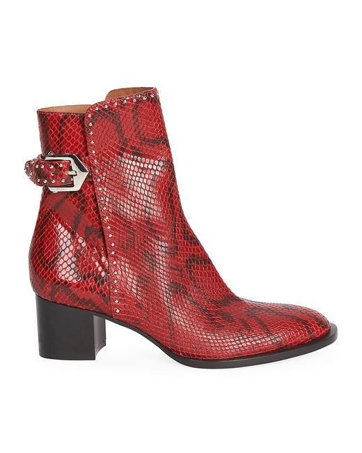 Givenchy Studded Python-Embossed Leather Ankle Boots