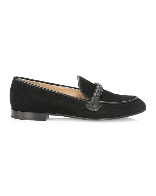 Gianvito Rossi Braided Suede Loafers