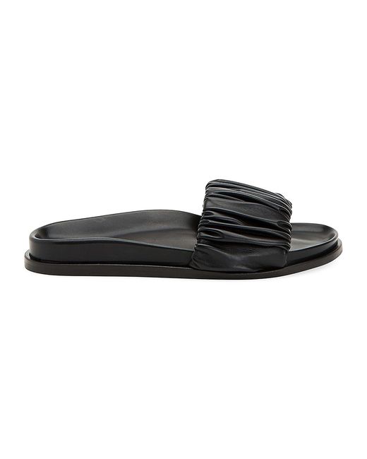 Aquatalia Iva Ruched Leather Slides Sandals