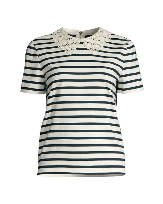 Kate Spade New York Striped Lace Collar T-Shirt