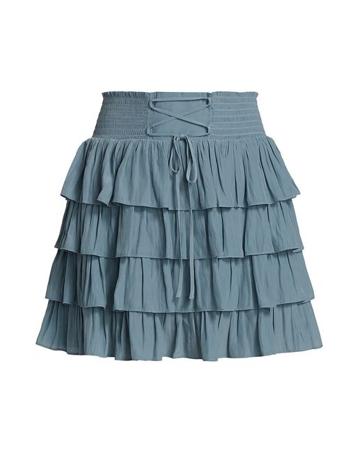 Ramy Brook Stormi Lace-Up Tier Ruffle Mini Skirt