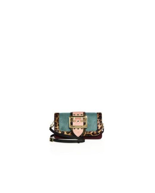 Burberry Faygate Patchwork Multicolor Snakeskin Calf Hair Leather Suede Shoulder Bag