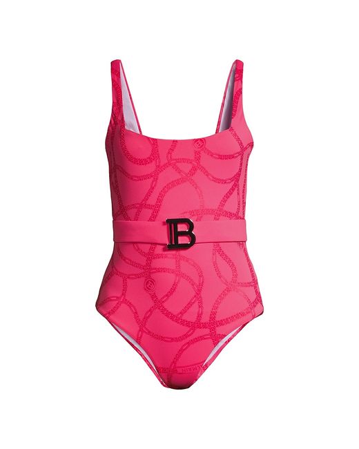 Balmain Belted One-Piece Swimsuit