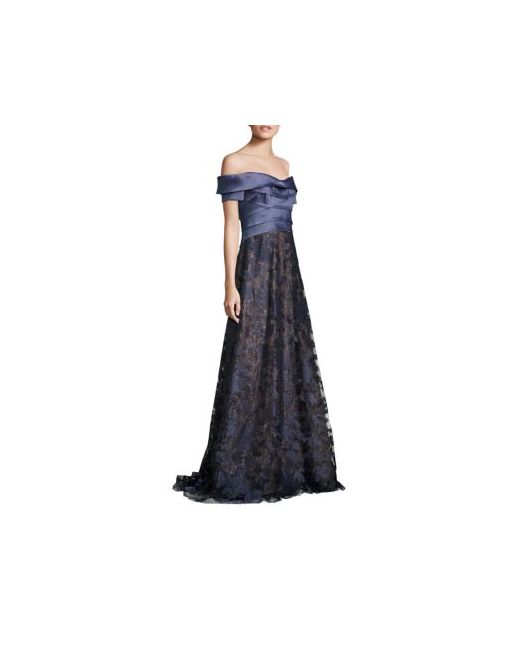 Rene Ruiz Metallic Off-The-Shoulder Gown