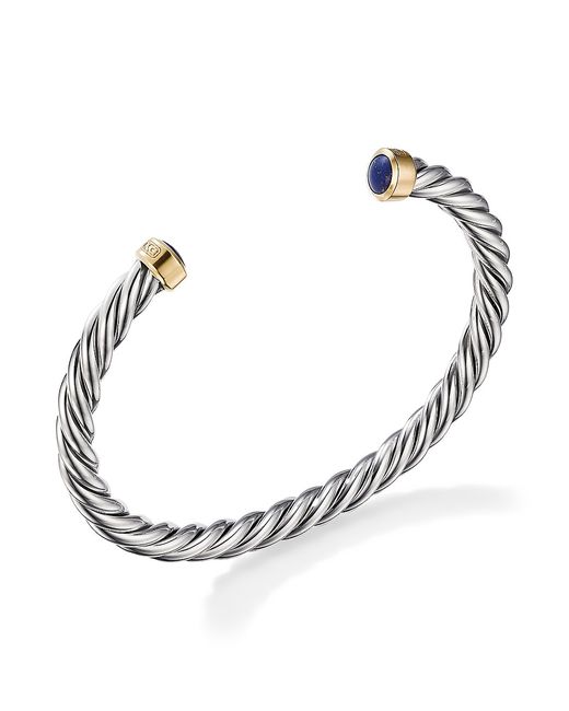 David Yurman Cable Classic Sterling 18K Lapis Lazuli Cuff Bracelet