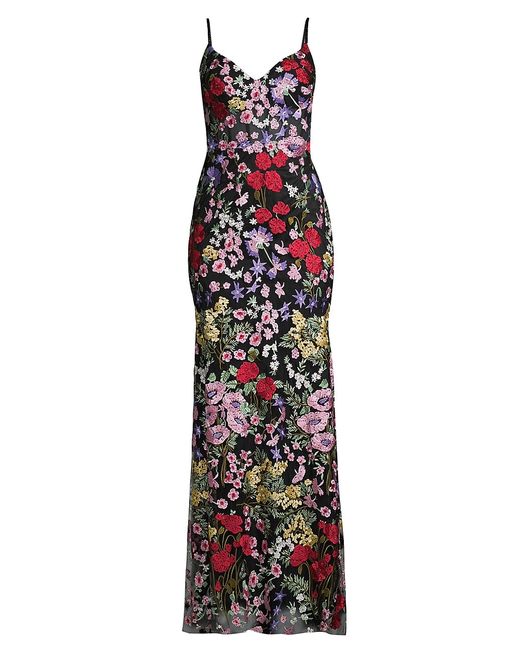 Mac Duggal Floral Embroidery Lace Column Gown