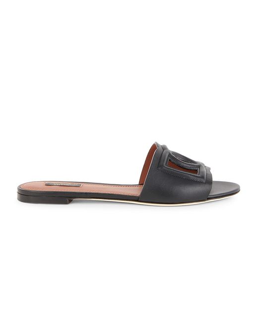 Dolce & Gabbana DG Millennials Leather Slides Sandals