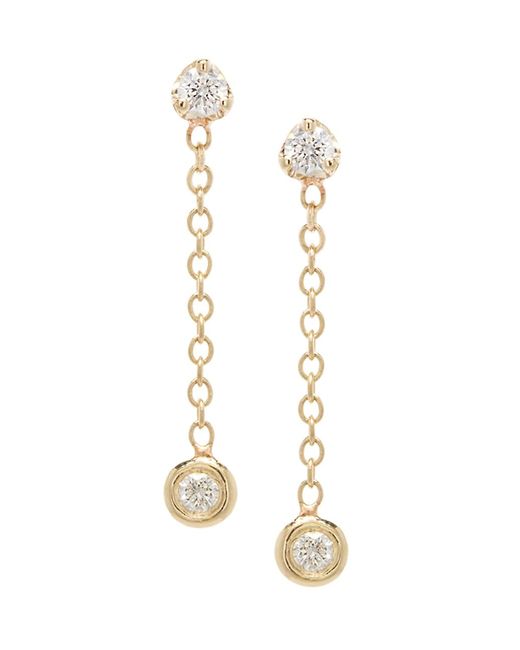 Zoe Chicco 14K Yellow Diamond Chain Drop Earrings