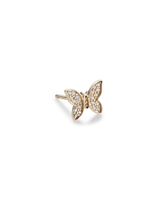 Sydney Evan 14K Diamond Tiny Butterfly Single Stud Earring