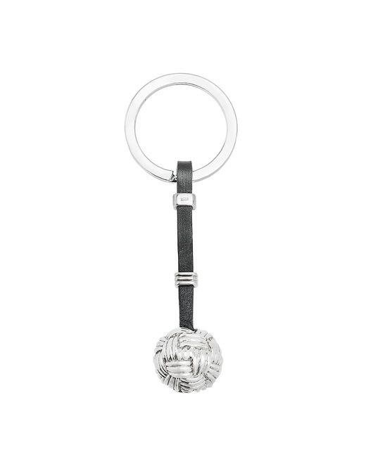 Tane Woven Sphere Leather Sterling Keychain