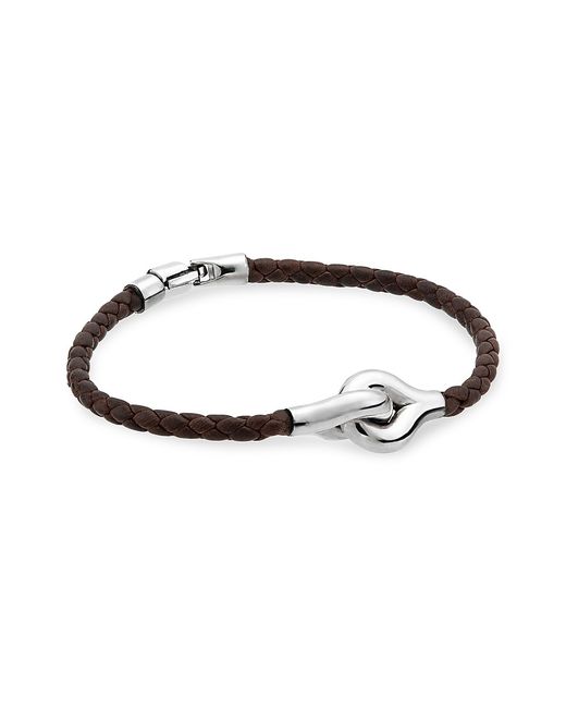 Tane Sterling Braided Leather Orbit Bracelet