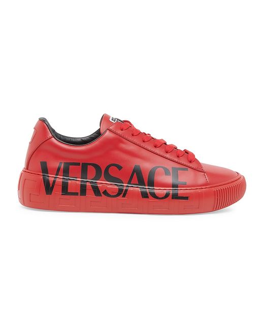 Versace La Greca Logo Leather Sneakers