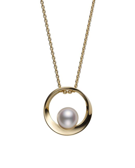 Mikimoto Circle Collection 18K 7MM Cultured Pearl Pendant Necklace
