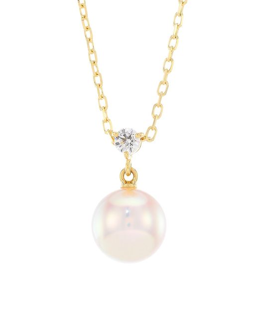 Mikimoto Classic 18K 8.25MM Cultured Akoya Diamond Pendant Necklace