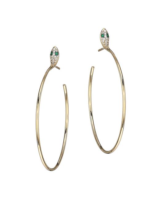 Nina Gilin 14K Yellow Diamond Emerald Snake Hoop Earrings