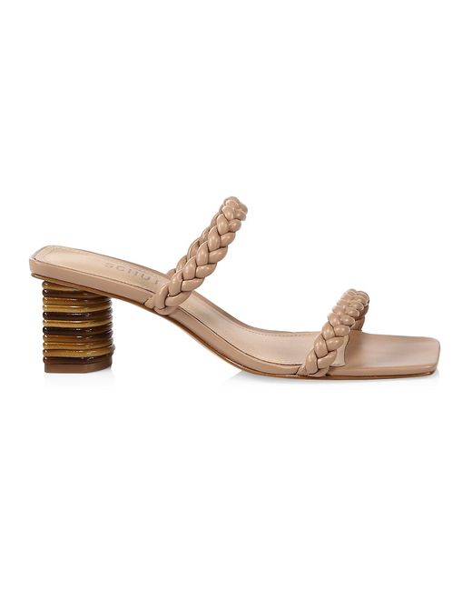 Schutz Mali Braided Stacked-Heel Slide Sandals