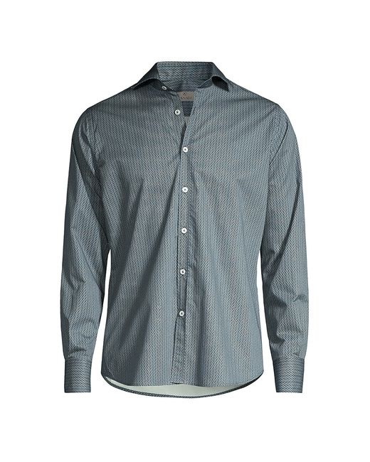 Canali Herringbone-Print Cotton Shirt