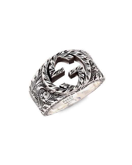 Gucci Sterling Interlocking G Ring With Paisley Details