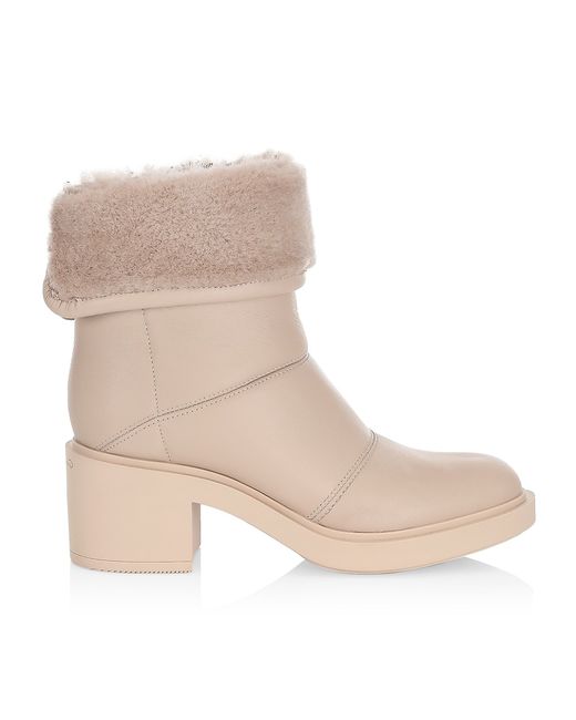 Gianvito Rossi Shearling-Trim Leather Ankle Boots