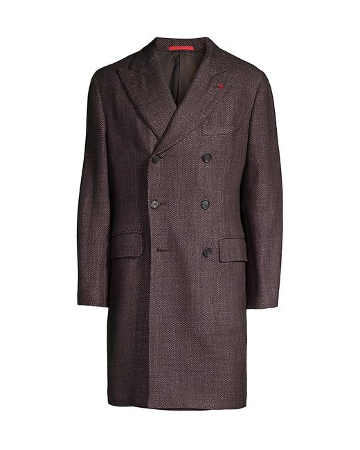 Isaia Double-Breasted Silk Coat