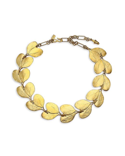 Kenneth Jay Lane Satin Goldplated Leaf Necklace