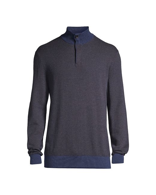 Ermenegildo Zegna Birdseye Cotton Cashmere Quarter Zip Sweater
