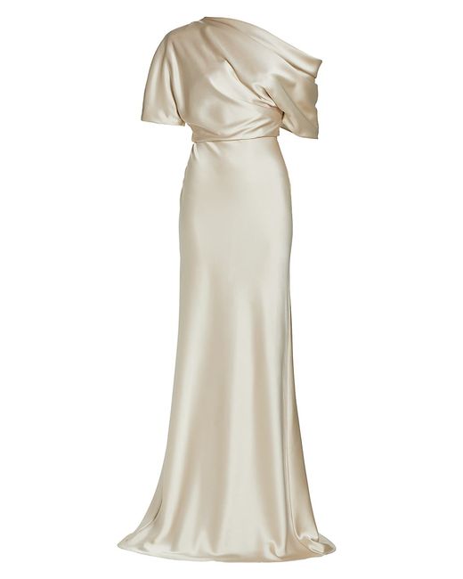 Amsale Satin One-Shoulder Gown