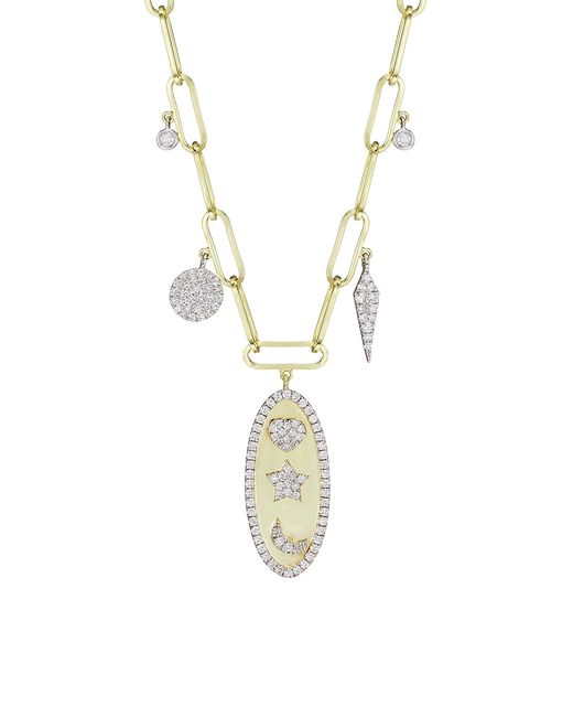 Meira T Moon Star 14K Diamond Charm Necklace